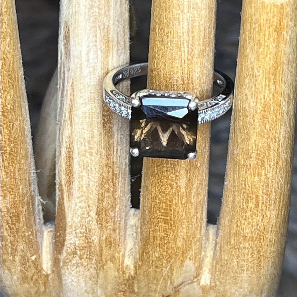 Sterling Silver‎ and Smoky Topaz Emerald Cut Ring